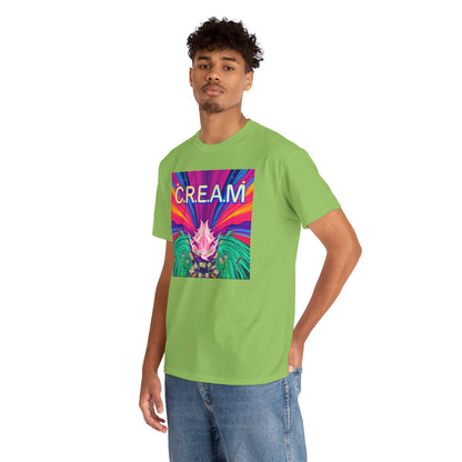 C.R.E.A.M. Unisex Heavy Cotton Tee, Colorful Graphic Shirt, Casual Wear, Music Festival Tee, Gift for Art Lovers