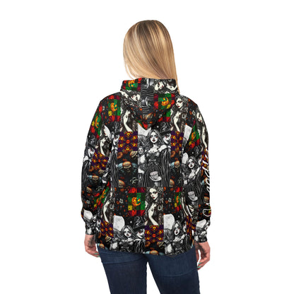 Gothic Vintage Athletic Hoodie, Spooky Fashion, Halloween Wear, Gothic Style, Unique Design, Cozy Hooded Sweatshirt