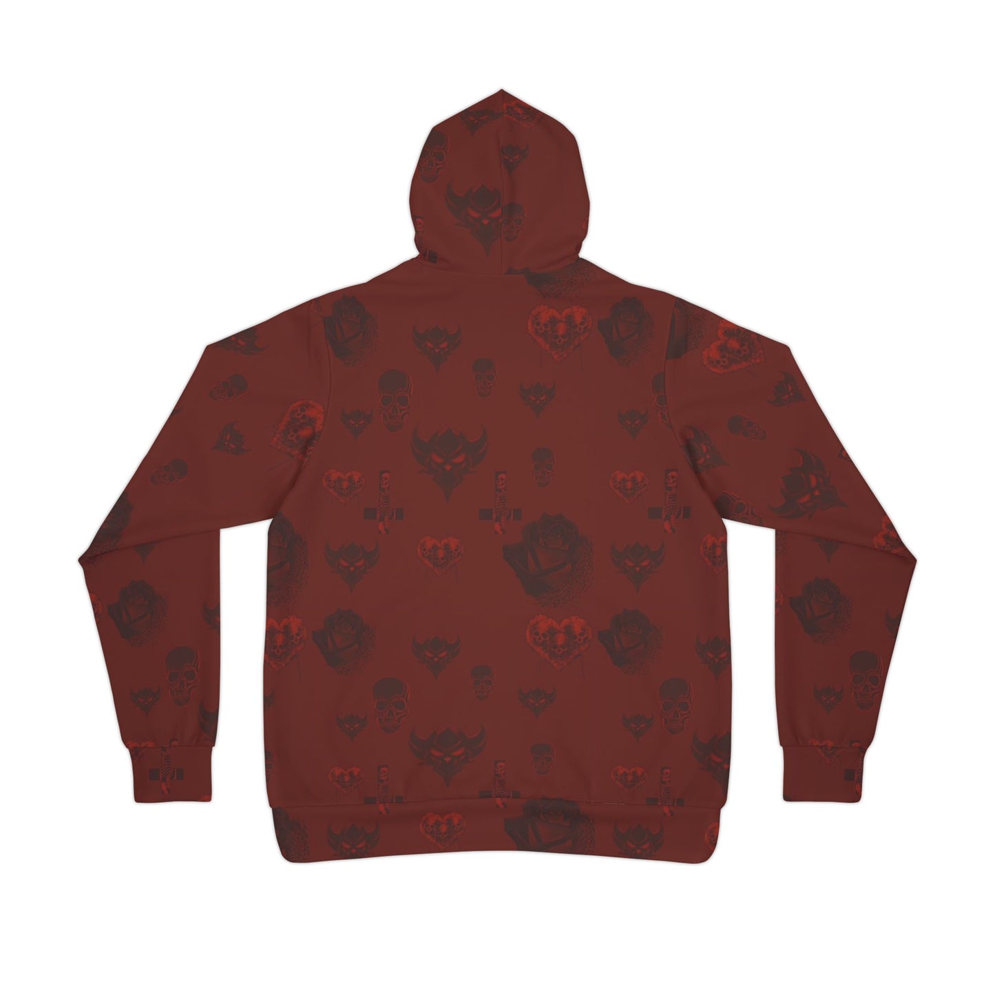 Ungodly Red Skull Pattern Hoodie – All-Over Print Unisex Athletic Pullover