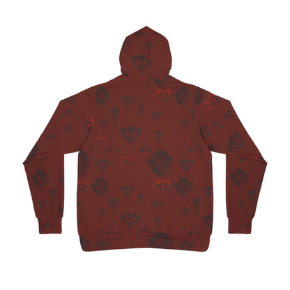 Ungodly Red Skull Pattern Hoodie – All-Over Print Unisex Athletic Pullover