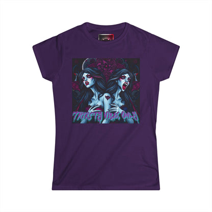 "Thirsty Vibes Only"  Women's Softstyle Tee - Edgy Vampire Graphic T-Shirt for Bold Fashionistas, Perfect for Halloween, Everyday Wear, Gifts
