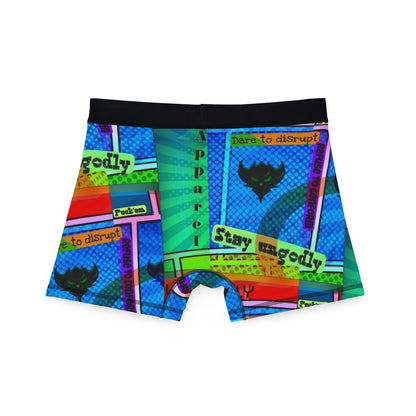 Colorful Retro Pop Art Boxer Briefs — "Stay Ungodly" Graphic Print