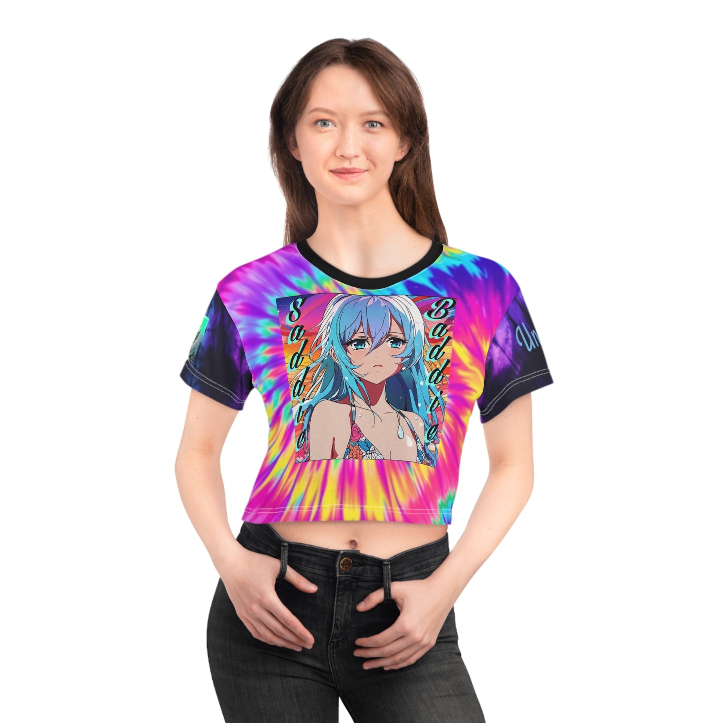 "Saddie Baddie" Vibrant Tie-Dye Crop Tee for Trendsetters | Summer Essentials, Festival Wear, Casual Chic, Gifts for Her, Fashion Statement