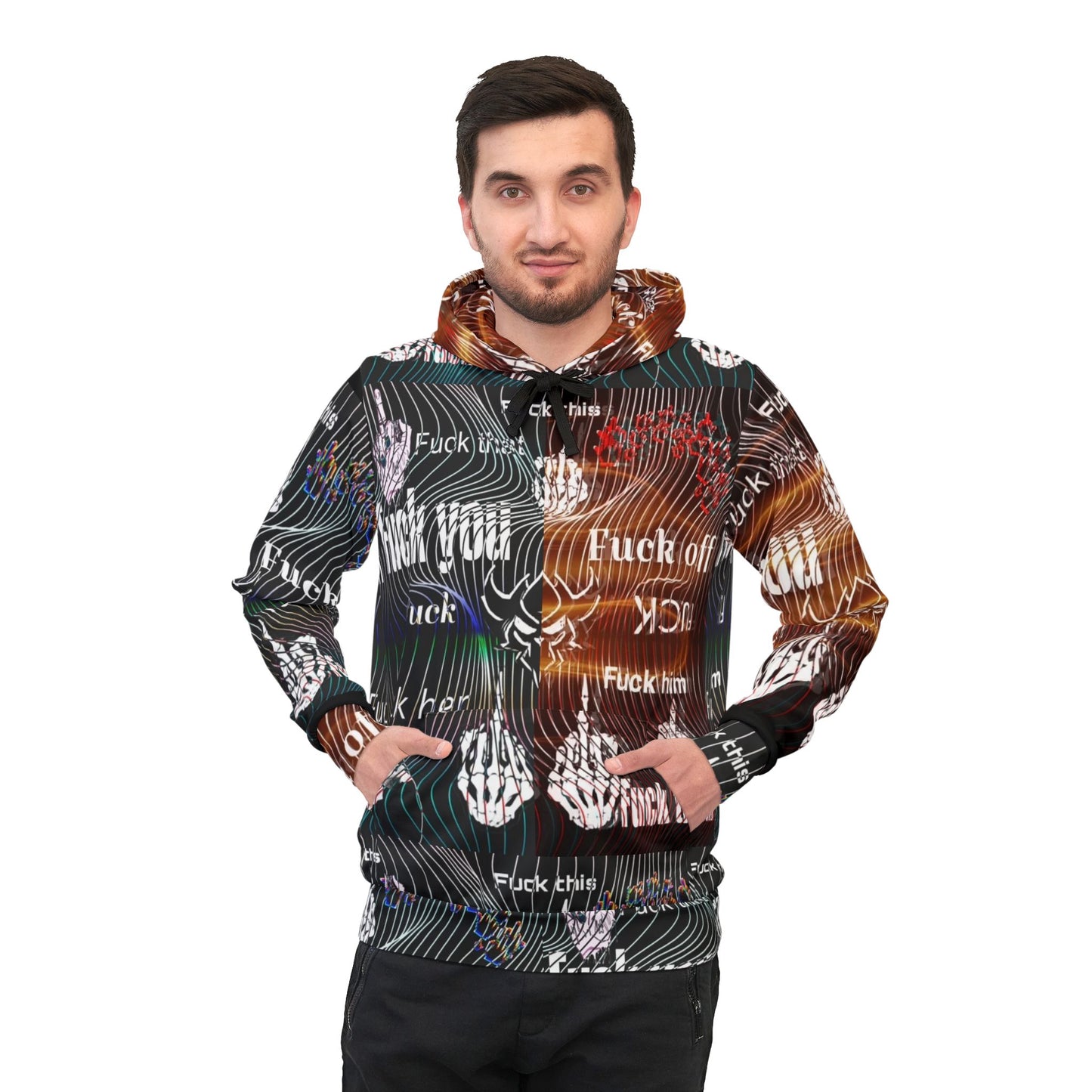 Graphic Hoodie — All-Over 'Fuck Off' Repeated Print