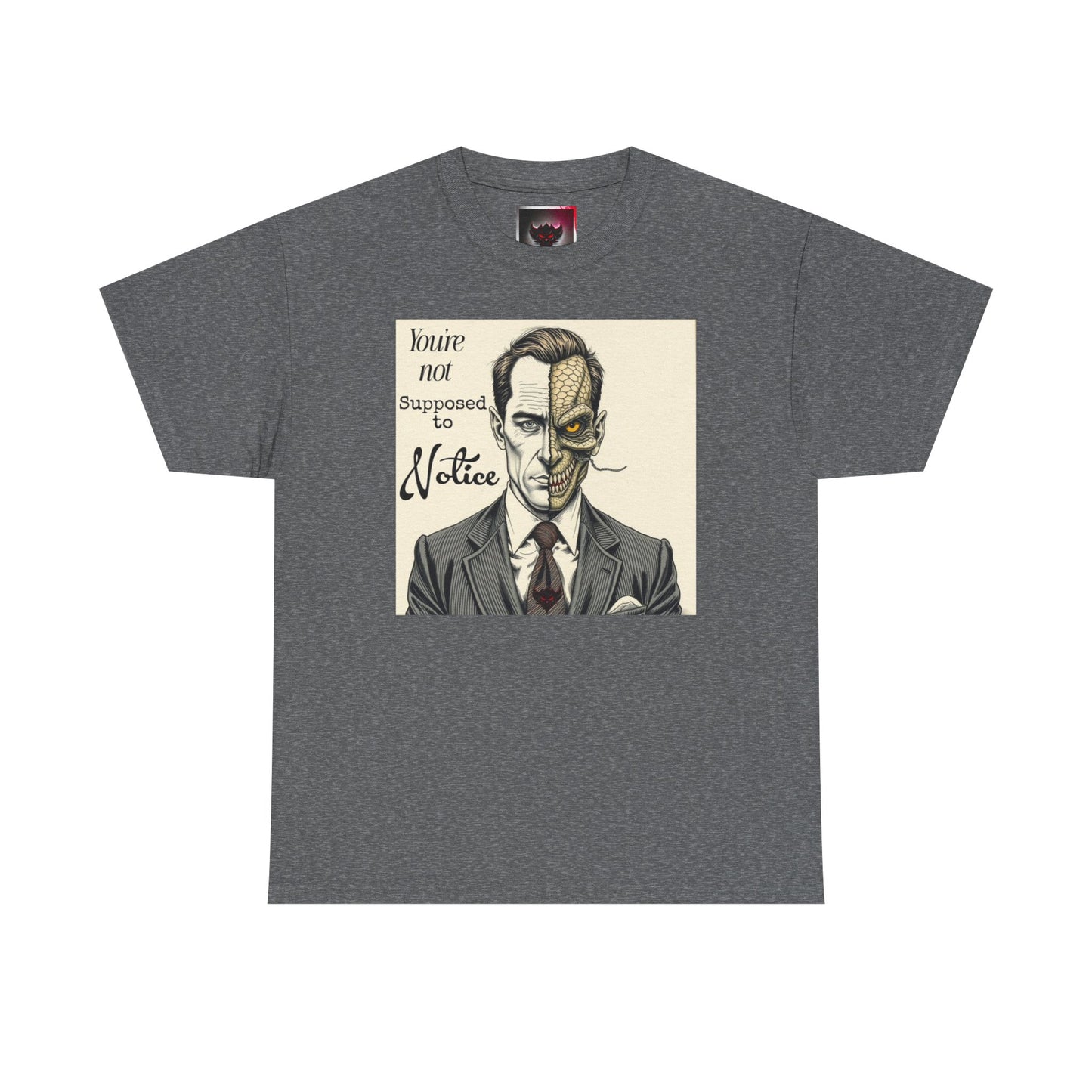 Vintage Noir Reptilian Portrait Tee — “You’re Not Supposed to Notice” Graphic T‑Shirt