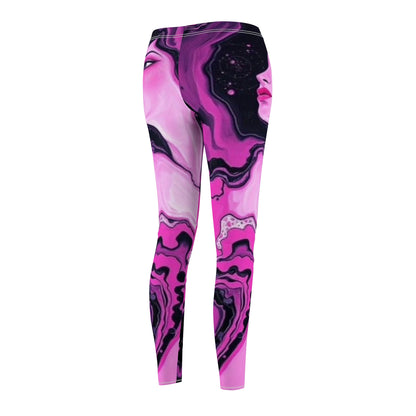 Pink Marble Face Leggings — Women's Artistic AOP Yoga & Casual Leggings