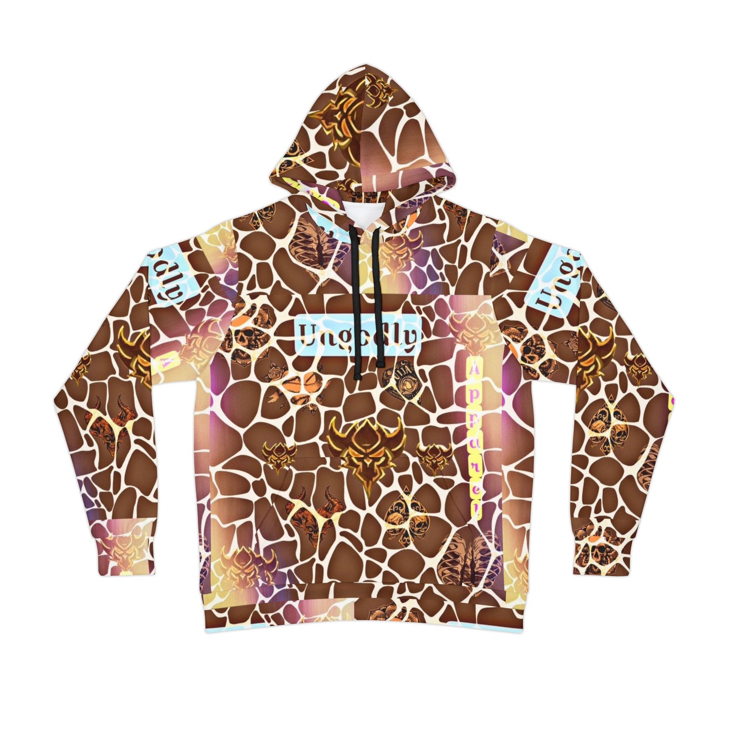 "Ungodly Giraffe" Wildlife Print Athletic Hoodie for Nature Lovers