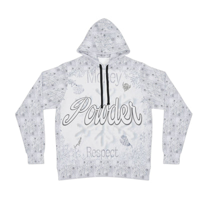 Money Powder Respect Snowflake Hoodie — White Winter Athletic Pullover