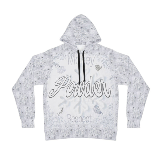 Money Powder Respect Snowflake Hoodie — White Winter Athletic Pullover
