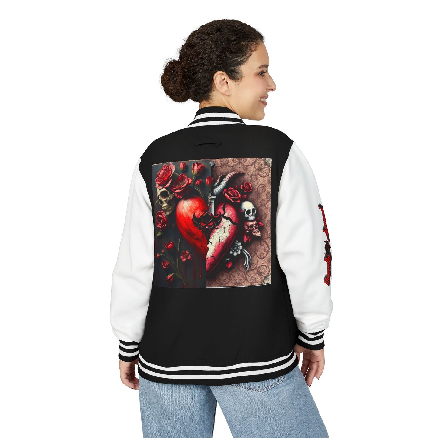 Ungodly Letterman Jacket — Gothic Broken Heart Rose Varsity Jacket