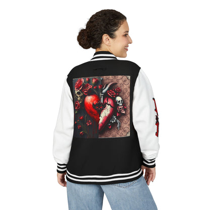 Ungodly Letterman Jacket — Gothic Broken Heart Rose Varsity Jacket