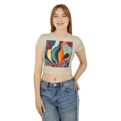 Colorful Artistic Women's Baby Tee - "Spread the Petals," Cute Graphic Tee, Summer Style, Gift for Art Lovers, Creative Fashion
