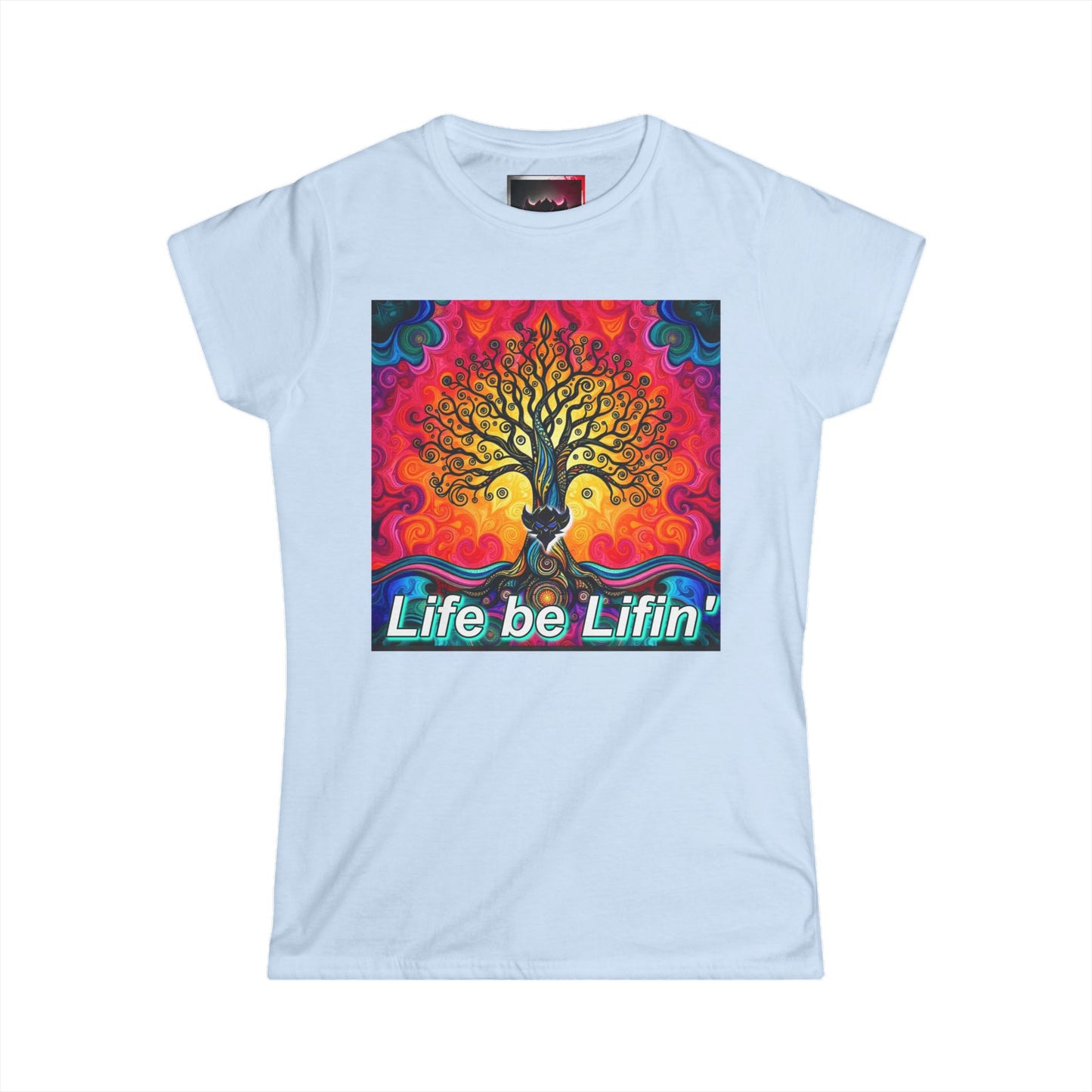 "Life be Liftin" Women's Softstyle Tee - Vibrant Tree Design for Positive Vibes