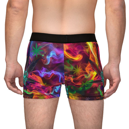 "420" Vibrant Marijuana Leaf Men's Boxers - Colorful Smoke Design, Fun & Unique Underwear