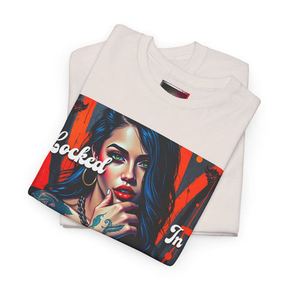 "Locked In" Latina Unisex Heavy Cotton Tee - Bold Tattoo Art for Everyday Wear