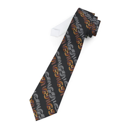 Necktie — Geometric Ungodly Chain Pattern Black Tie (Modern Stylish Formal Accessory)