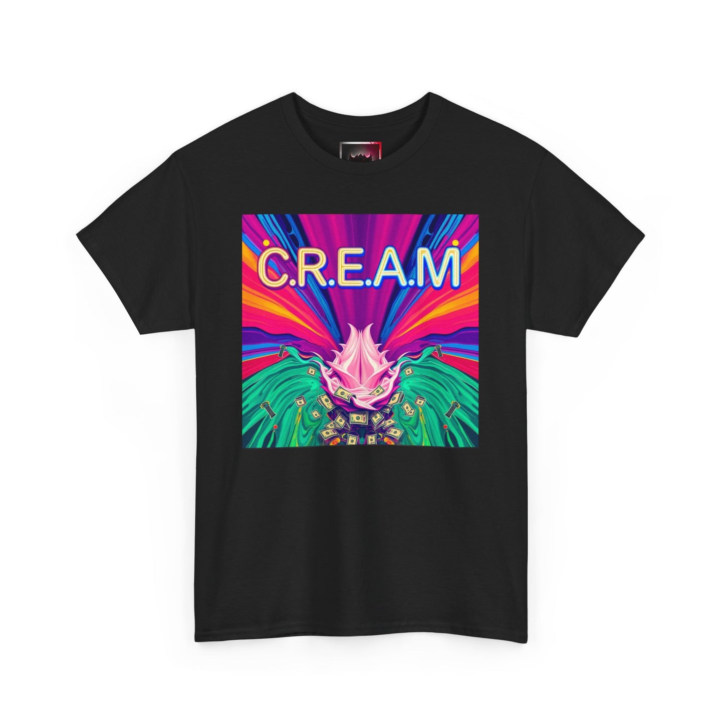 C.R.E.A.M. Unisex Heavy Cotton Tee, Colorful Graphic Shirt, Casual Wear, Music Festival Tee, Gift for Art Lovers