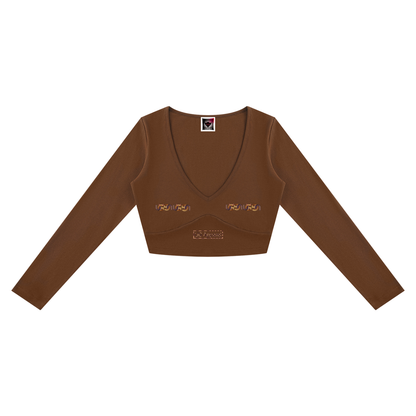 "UG Apparel's Renaissance Inspired Angel Baddies" Women's Cropped Long Sleeve T-Shirt