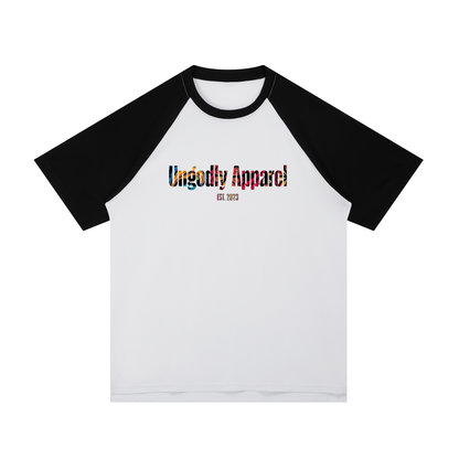 Ungodly Apparel Contrast Raglan Sleeve Mesh T-Shirt