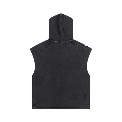 "Ungodly Apparel Logo" Snow Washed Boxy Hooded Tank Top
