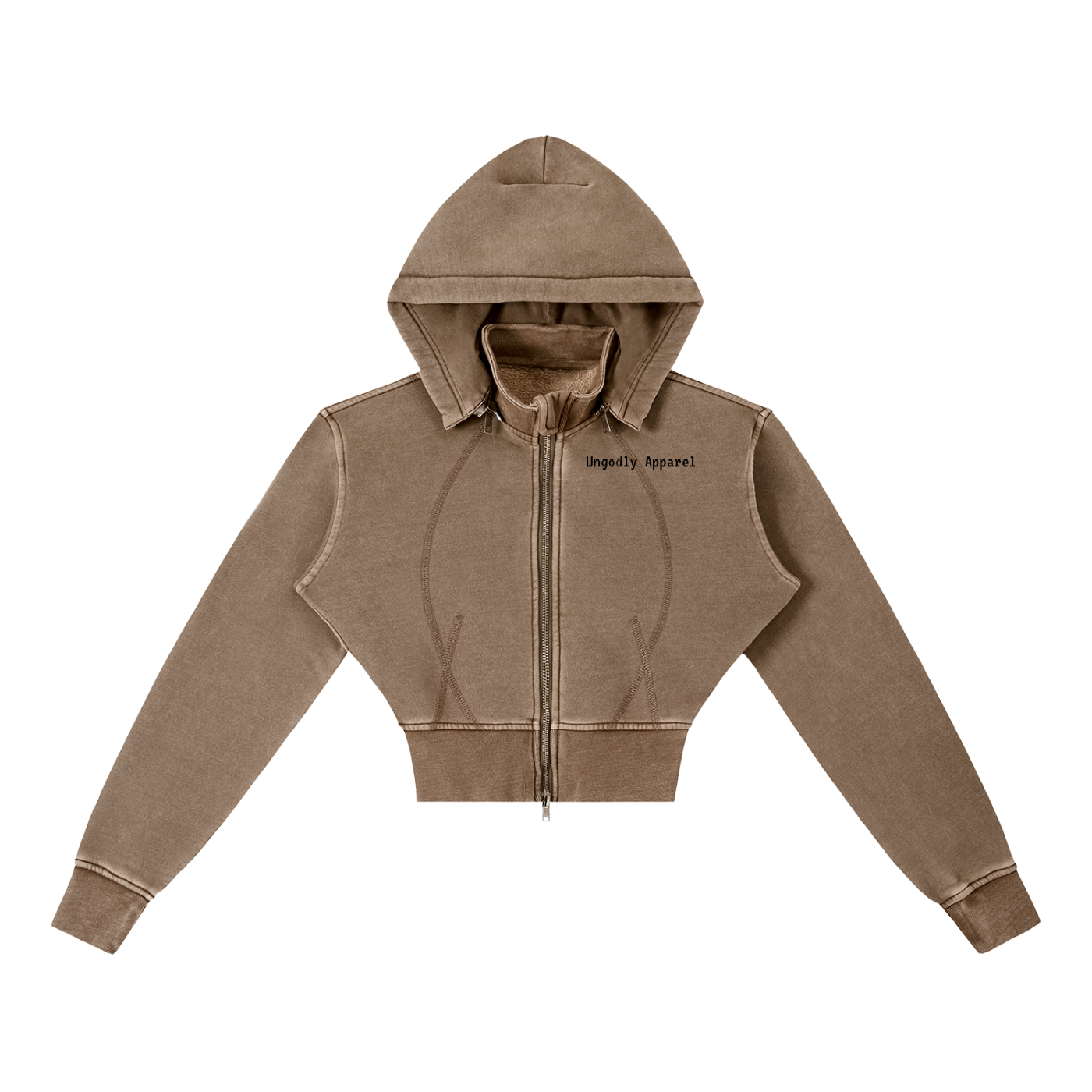 "Ungodly Apparel Slogan" Vintage Washed Cropped Fleece Hoodie