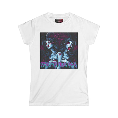 "Thirsty Vibes Only"  Women's Softstyle Tee - Edgy Vampire Graphic T-Shirt for Bold Fashionistas, Perfect for Halloween, Everyday Wear, Gifts