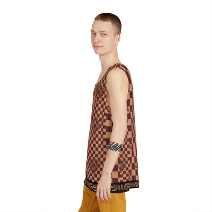 Brown UG Checkerboard Pattern Men's Tank Top