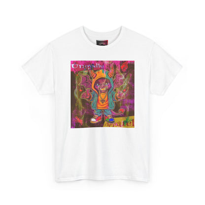 Psychedelic Skate Hoodie Kid Graphic Tee — "Ungodly Apparel Demon Mascot" Streetwear