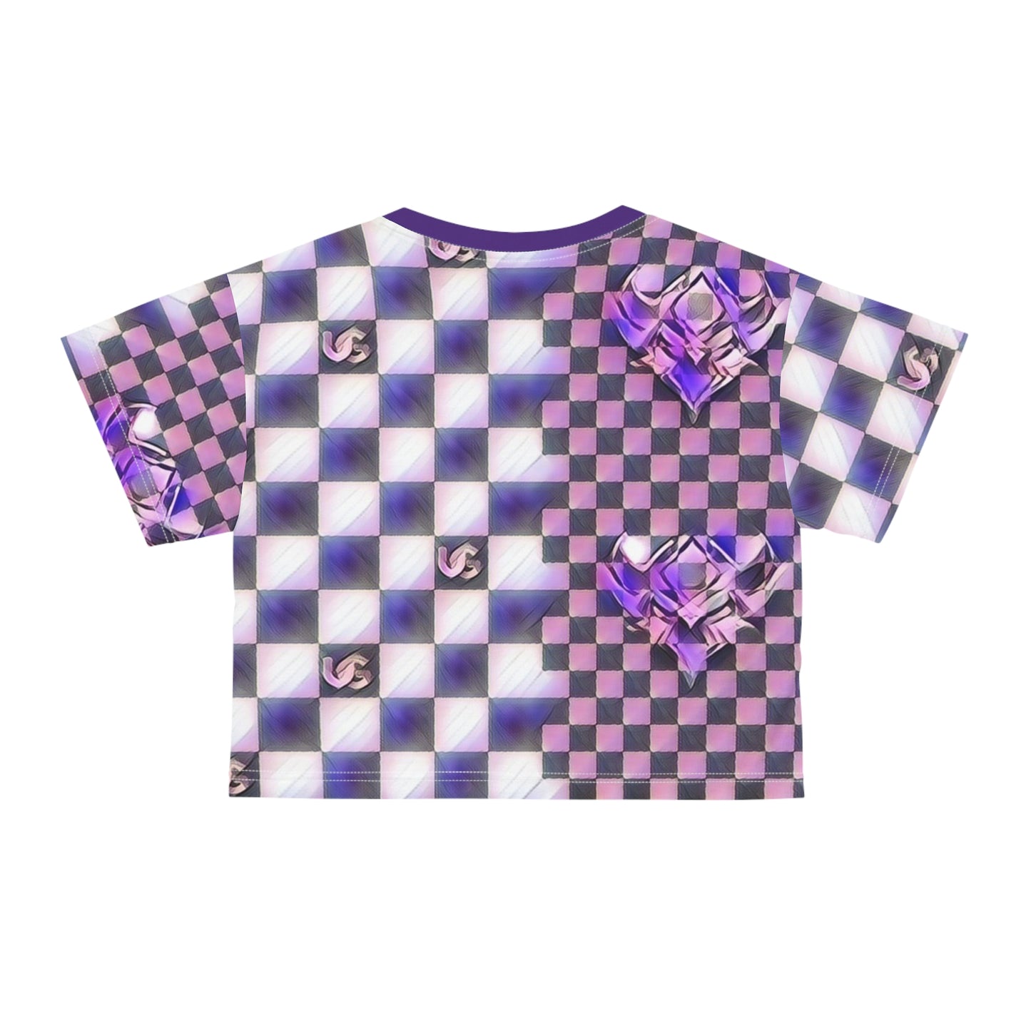 Purple Ungodly Checkerboard Pattern Crop Top