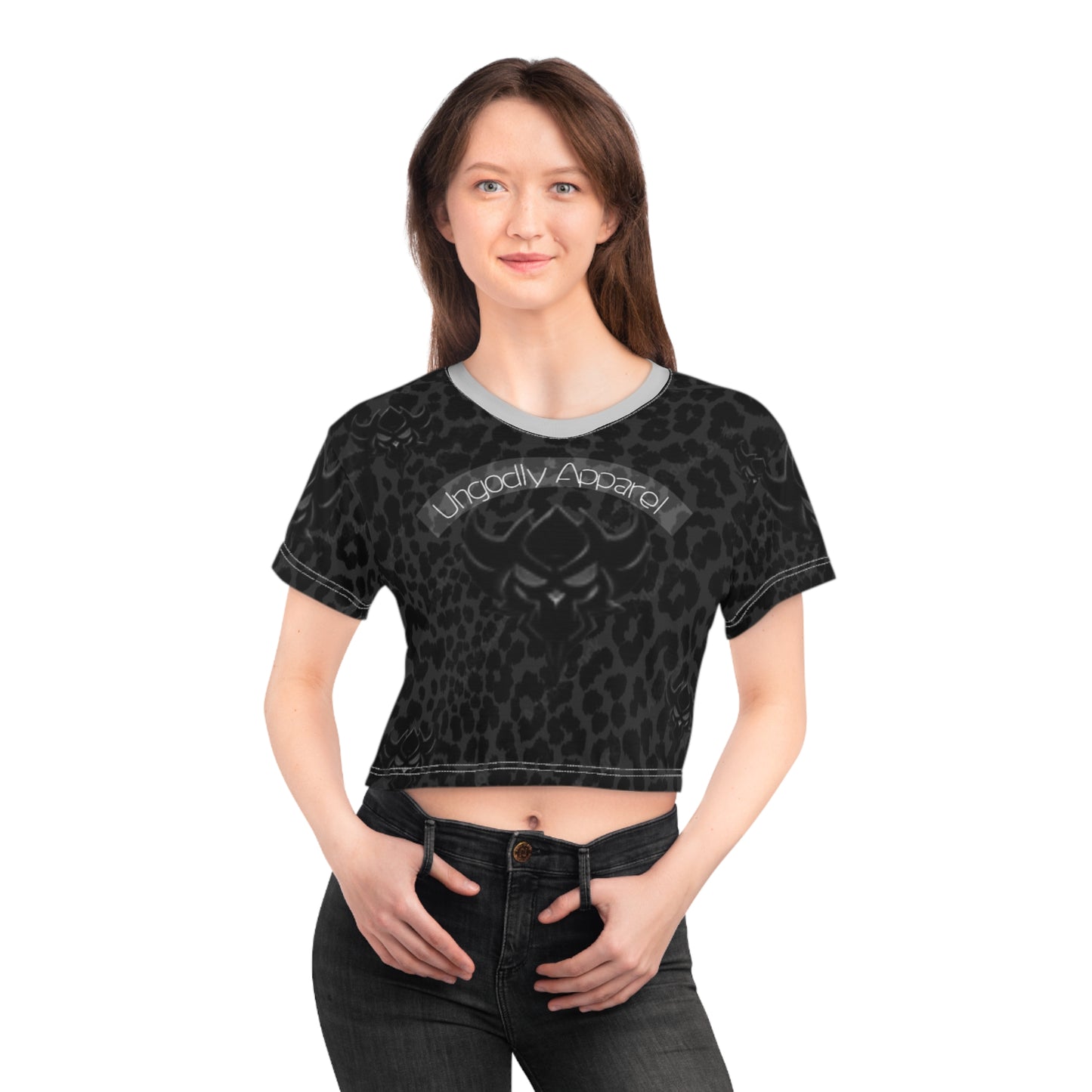 Ungody Apparel Dark Black Panther Skull Crop Tee — Gothic Streetwear