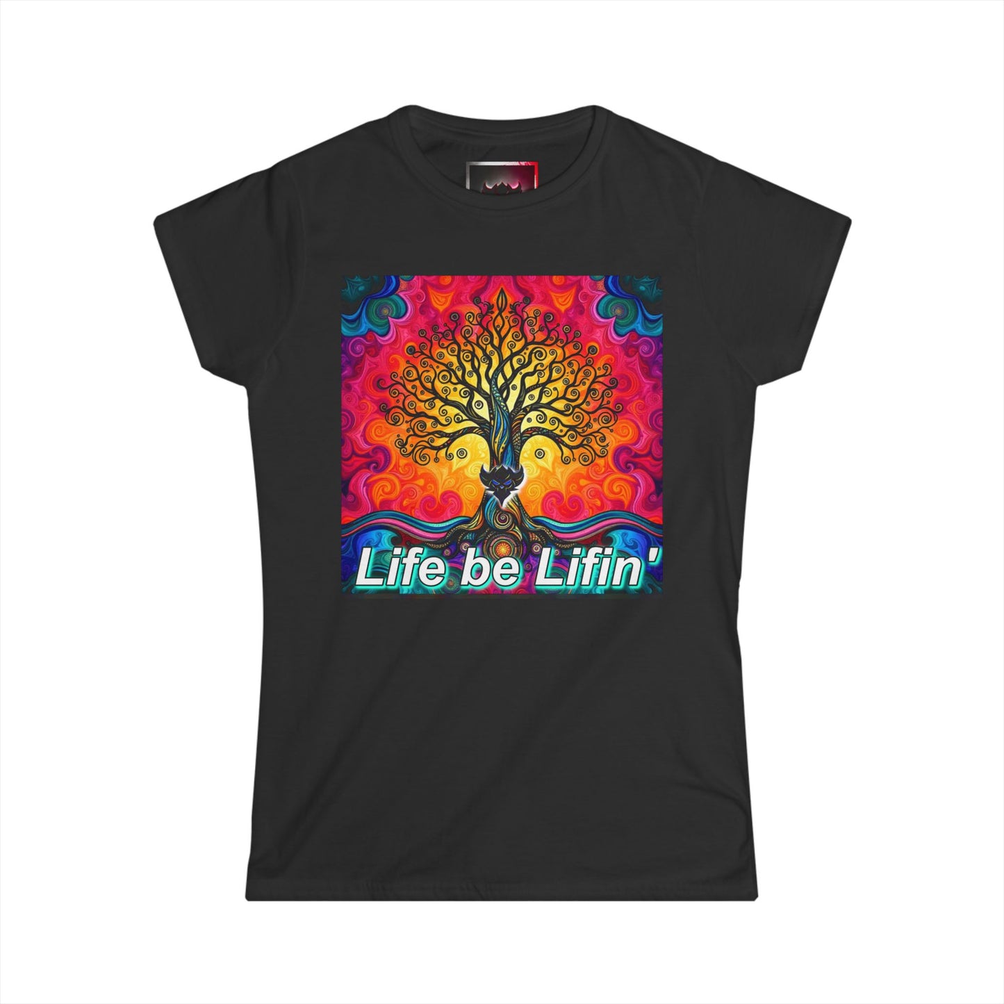 "Life be Liftin" Women's Softstyle Tee - Vibrant Tree Design for Positive Vibes