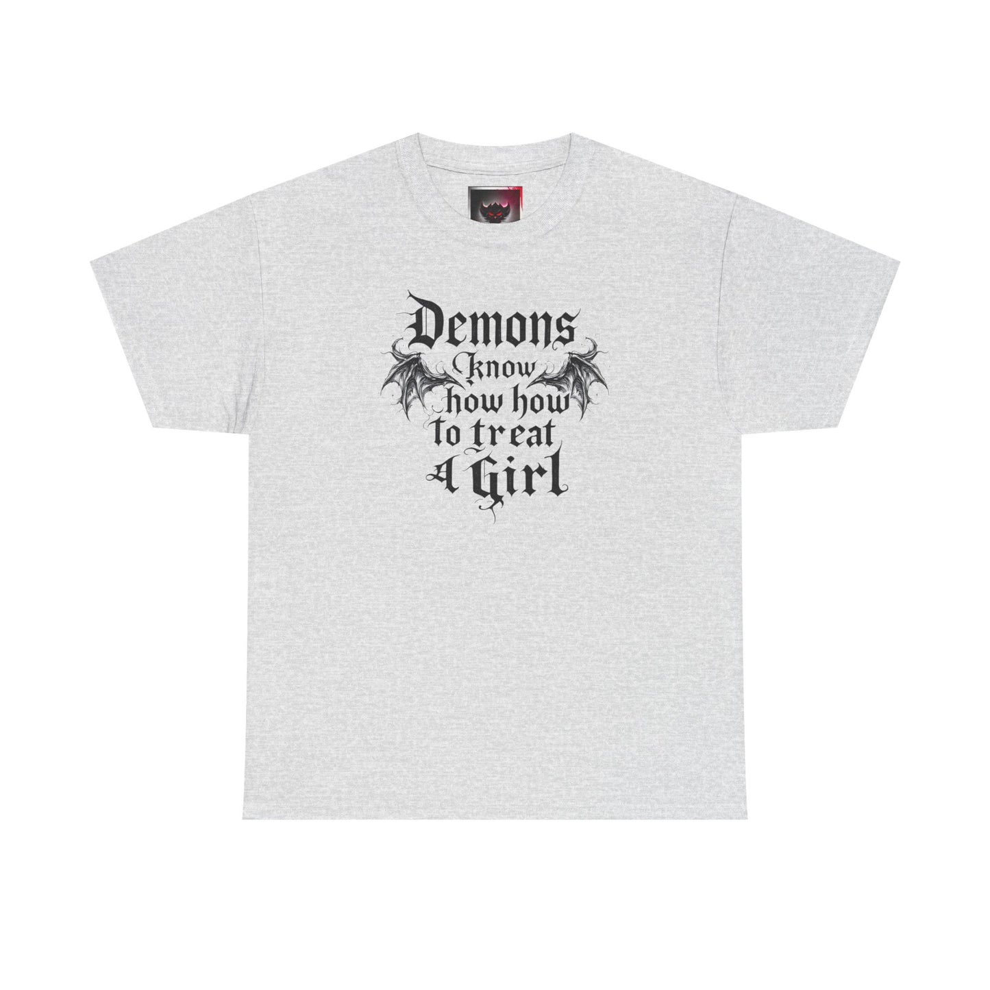 "Demons Know How to Treat a Girl" Gothic Graphic Tee for Dark Souls Enthusiasts, Unisex Heavy Cotton T-Shirt, Perfect for Halloween, Music Festivals, Casual Wear, [...]