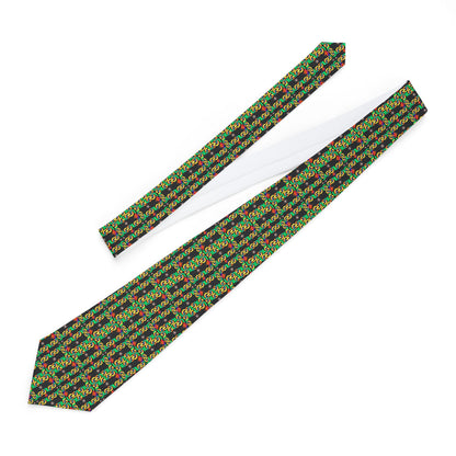 Ungodly Pattern Green Plaid Holiday Necktie – Classic Christmas Pattern Tie