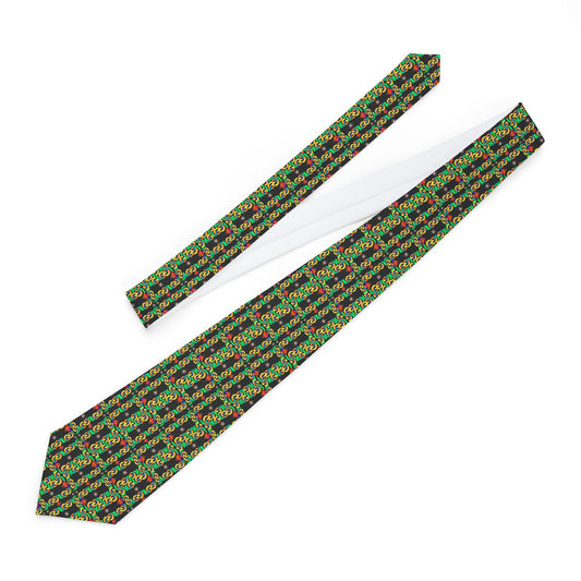 Ungodly Pattern Green Plaid Holiday Necktie – Classic Christmas Pattern Tie