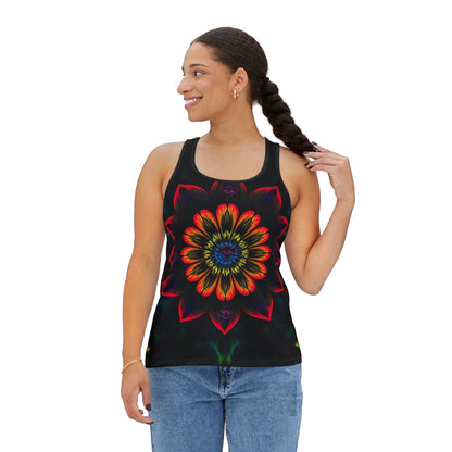 "Ungodly Floral Tie Dye Design" Floral Women's Tank Top, Boho Style, Summer Fashion, Vacation Wear, Festival Top, Spiritual Gift