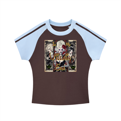 "In My Villain Era" Contrast Stripes Bodycon Raglan  Sleeve T-Shirt