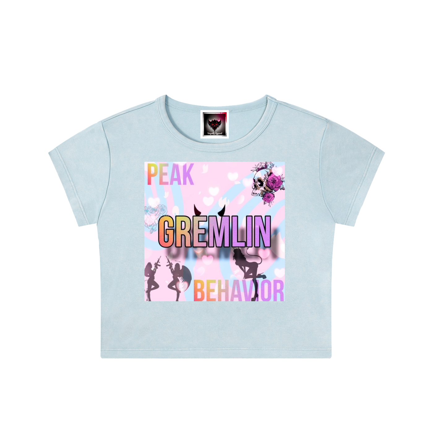 "Peak Gremlin Behavior" Snow Washed Crop Top