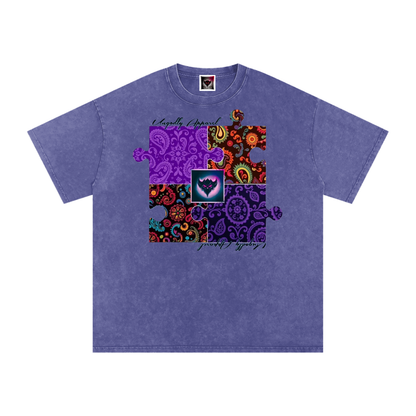 Snow Washed "Ungodly Puzzle" Oversized Cotton T-Shirt