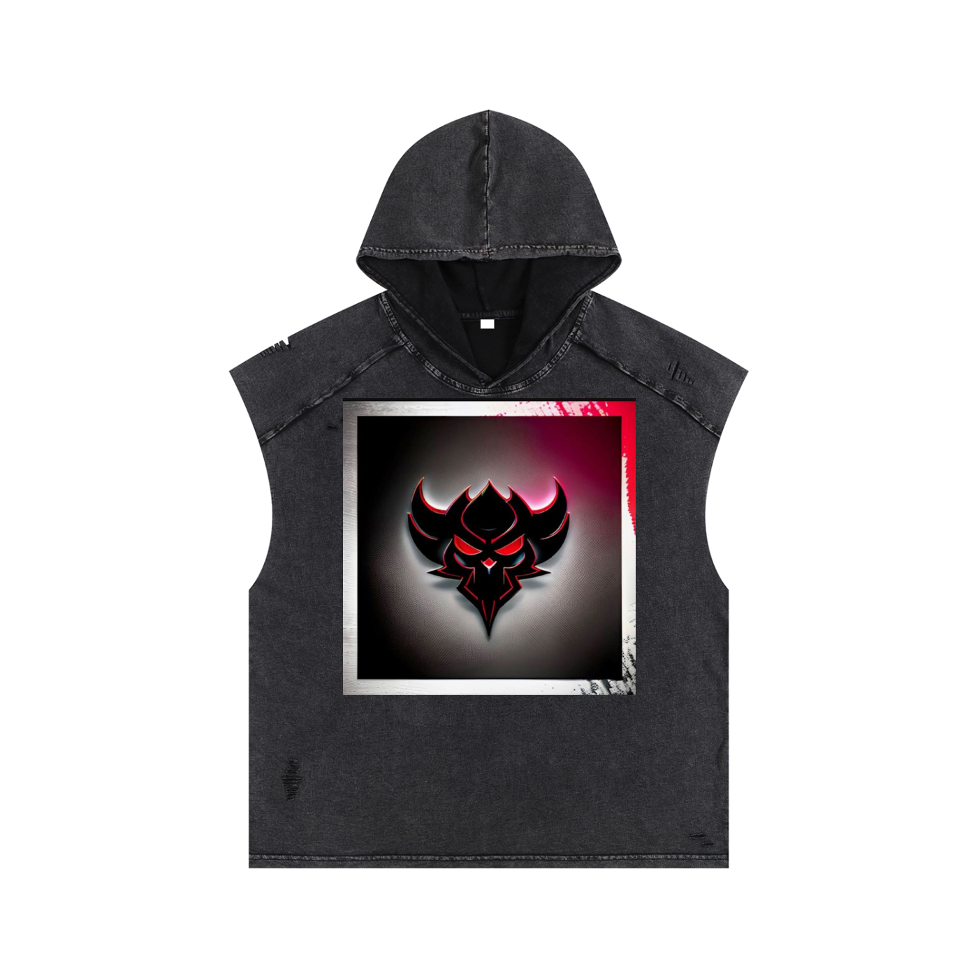 "Ungodly Apparel Logo" Snow Washed Boxy Hooded Tank Top