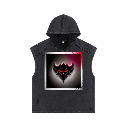 "Ungodly Apparel Logo" Snow Washed Boxy Hooded Tank Top