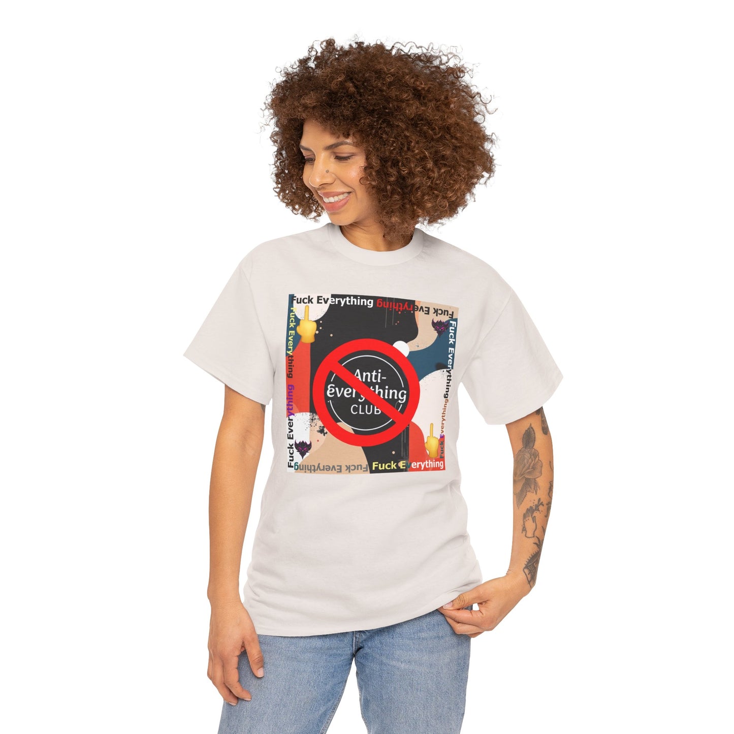 "Anti-Everything Club" Unisex Heavy Cotton Tee - Bold Statement Shirt for Casual Wear
