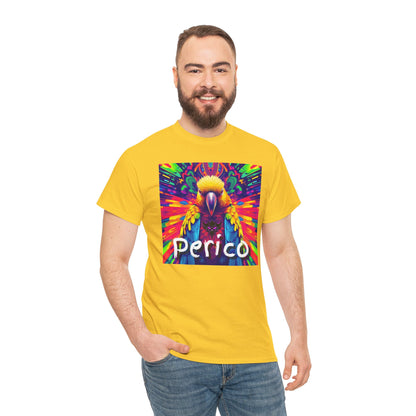 "Perico" Colorful Parrot Unisex Heavy Cotton Tee - Vibrant Tropical Shirt
