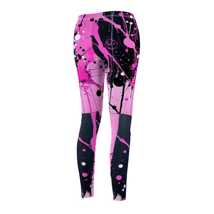 Pink Paint Splash Leggings — Women's Abstract Art Activewear