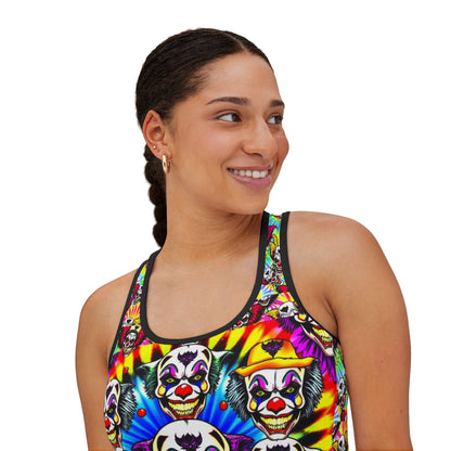 "Psycho Killer Clown" Colorful Women’s Tank Top with Skull Design, Vibrant Summer Top, Festival Wear, Casual Tee, Boho Chic Apparel
