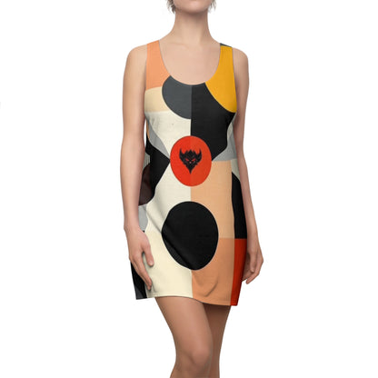 Abstract Geometric Racerback Dress — Retro Circles Print