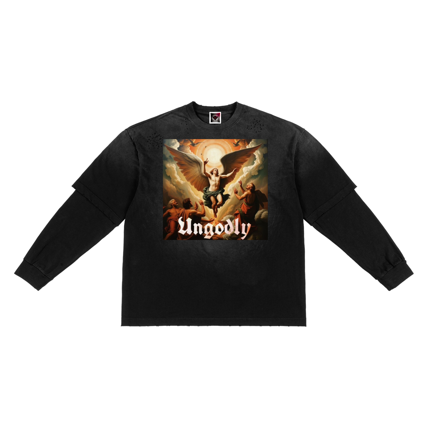 "Cast Out" Sunfade Hand-Frayed Faux Two-Piece T-Shirt