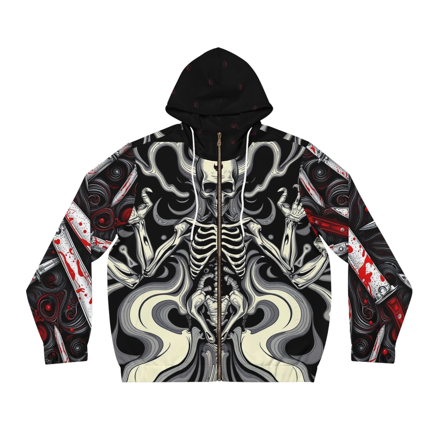 Gothic Skeleton Full-Zip Hoodie, Alternative Fashion, Unisex Outerwear, Halloween Costume, Unique Streetwear, Edgy Hooded Jacket