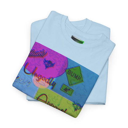 Abstract Pop-Art Graphic Tee — 'Apparel' Color Block Design