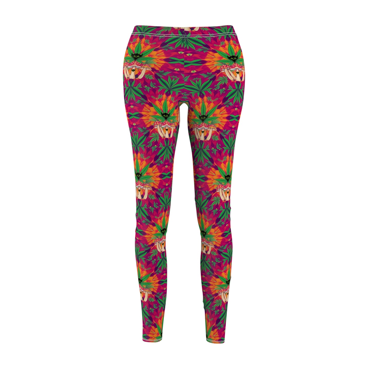 "Marijuana fumes and Shrooms" Tropical Vibes Women's Leggings - Casual, Funky Print for Comfort and Style