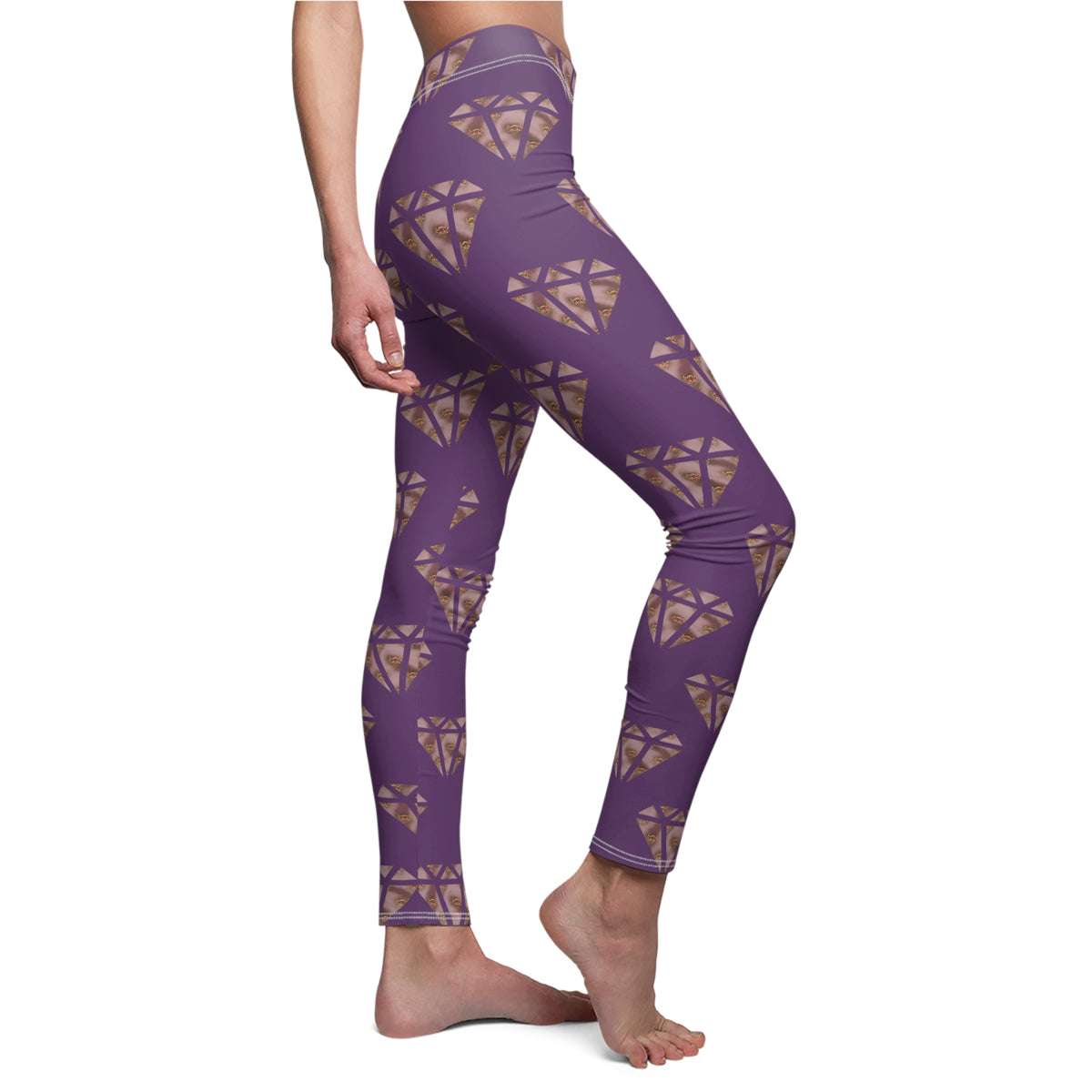 Purple Ungodly Logo Diamond Pattern Leggings